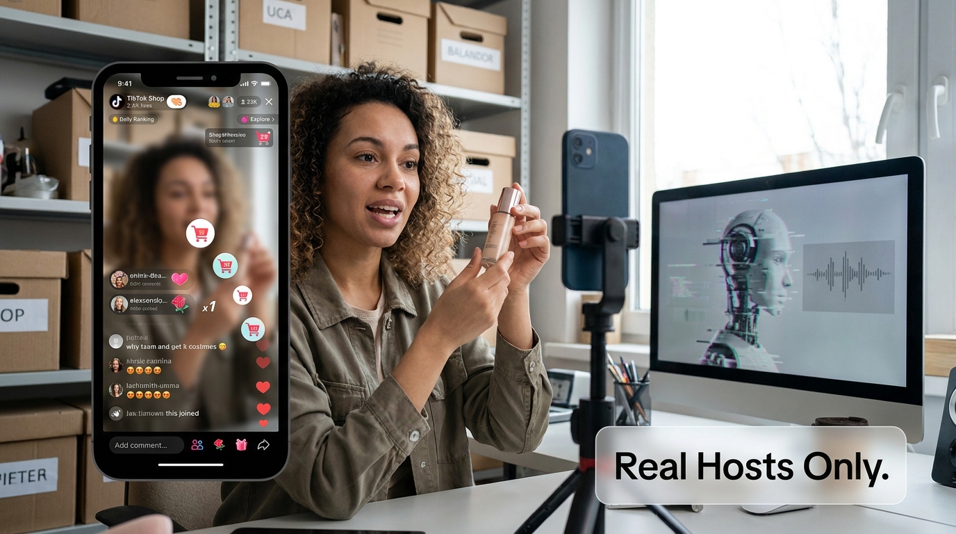 TikTok Shop Just Banned AI Voices In Live Shopping: How Real Hosts Can Now Outsell The Bots